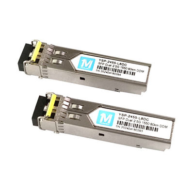 Data Rate 2.5G Duplex 80km 1550nm LC Connector DDM Trasmettitore SFP innescabile per trasmettitori in fibra ottica a lunga distanza