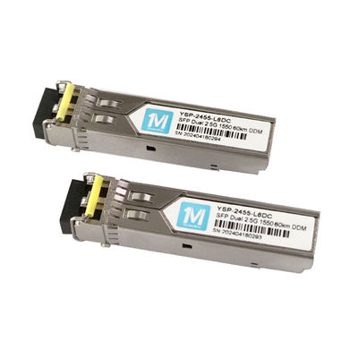 60km Distanza 2.5G Duplex 1550nm LC Connector DDM SMF Modulo in fibra ottica Trasmettitore SFP in fiamma per la rete a larghezza di banda