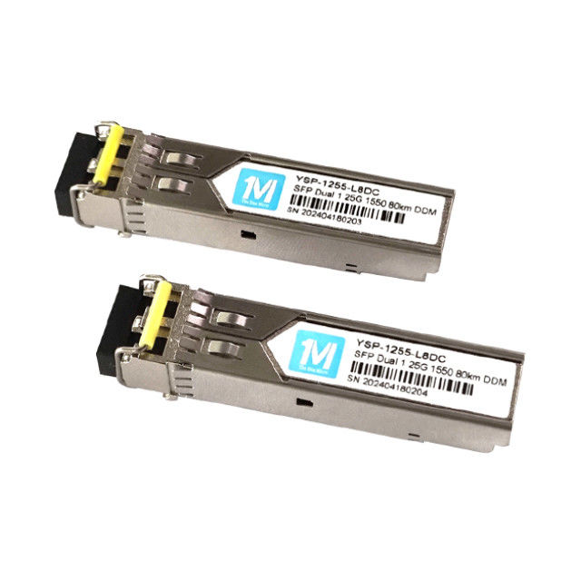 1.25G Duplex 80km 1550nm LC Connector DDM 1000BASE SMF Modulo in fibra ottica SFP trasmettitore in fiocco 3.3V