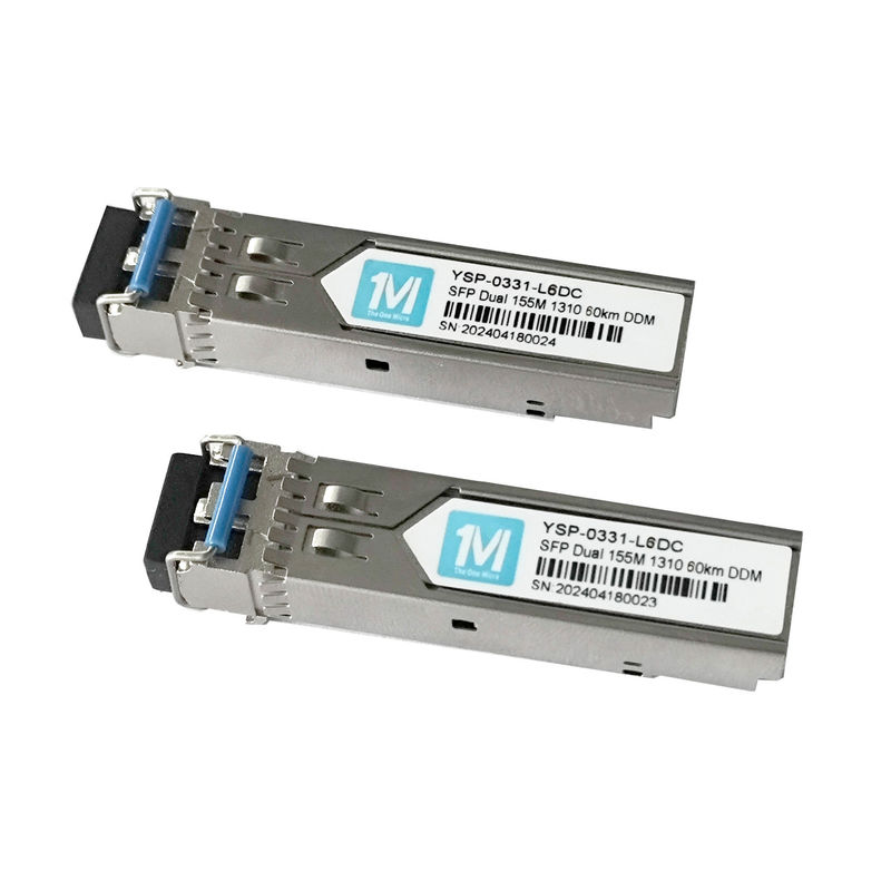 155M Duplex LC Connector DDM 100BASE SMF Modulo di fibra ottica Trasmettitore SFP innescabile per la rete TCP Modulo da 60 km 1310nm