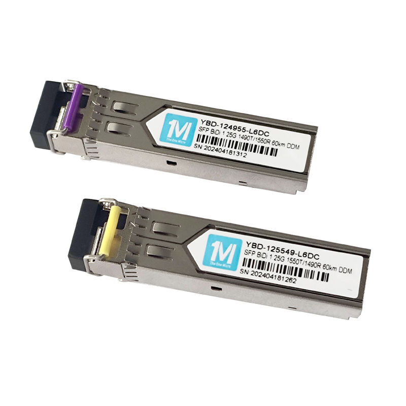 1.25G BIDI 60km 1490nm/1550nm LC Connector DDM WDM Simplex Modulo Ottico Trasmettitore Modulo SFP per reti FTTX veloci
