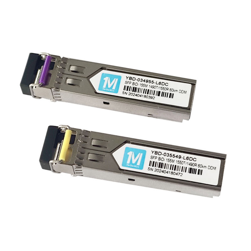 FTTX Time Fiber Optic Transceivers 155M BIDI 60km 1490nm/1550nm LC Connector DDM WDM Simplex SFP Modulo per il tempo FTTX